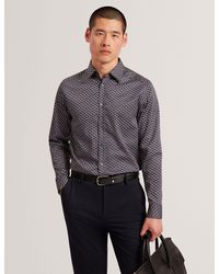 Ted Baker - Agnar Bold Wave Print Cotton Shirt - Lyst