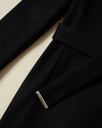 Ted Baker Waterfall-collar Wool And Cashmere-blend Coat - Black