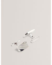 Ted Baker - Criis Logo Brushed Metal Rectangle Cufflinks - Lyst