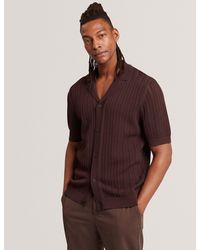 Ted Baker - Lound Textured Stripe Knit Short Sleeve Shirt - Lyst