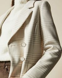 Ted Baker Double Breasted Checked Coat - Natural