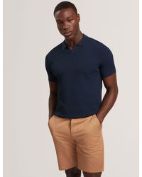 Ted Baker - Luthen Zig Zag Knit Open Neck Polo - Lyst