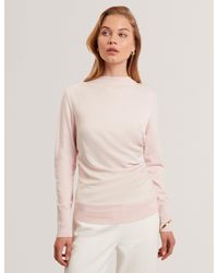 Ted Baker - Leslay Draped Satin Front Fine Knit Top - Lyst