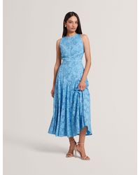 Ted Baker - Leesaa Floral Texture Sleeveless A-Line Midi Dress - Lyst