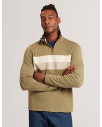 Ted Baker - Viktoro Stripe Panel Zip Neck Sweatshirt - Lyst