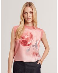 Ted Baker - Lysia Rose Print Panel Knitted Tank Top - Lyst