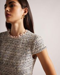 Ted Baker - Boucle Dress With Fray Detail - Lyst