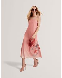 Ted Baker - Nahsa Rose Print Strappy A-Line Midi Dress - Lyst