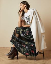 Ted Baker Highland Pleated Lace Skirt - Black