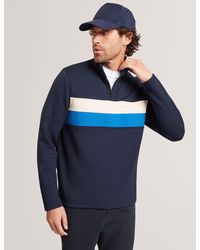 Ted Baker - Viktoro Stripe Panel Zip Neck Sweatshirt - Lyst