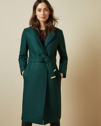 Ted Baker Buttoned Wrap Coat - Green