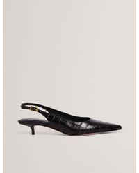 Ted Baker - Kitiy Croc Leather Slingback Kitten Heel Shoes - Lyst