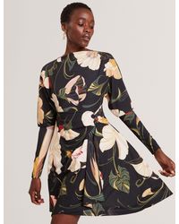Ted Baker - Lazira Floral Print Wrapover Mini Dress - Lyst