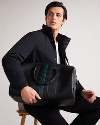 Ted Baker Striped Pu Holdall - Black