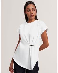 Ted Baker - Teally Bar Detail Gathered Short Sleeve T-Shirt - Lyst