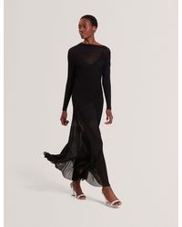 Ted Baker - Occasa Sheer Detail Knit Long Sleeve Maxi Dress - Lyst