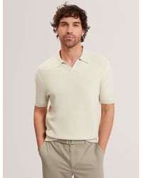 Ted Baker - Aindrea Stitched Rib Open Neck Polo Shirt - Lyst