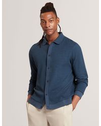 Ted Baker - Wilkes Long Sleeve Textured Button-Through Polo - Lyst