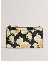 Ted Baker - Becez Rose Print Leather Zip Card Holder - Lyst