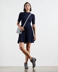 mizalia highland wrap detail skater dress