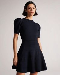 Ted Baker - Puff Sleeve Dress With Engineered Skirt - Lyst