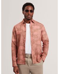 Ted Baker - Oscarn Tonal Floral Linen Long Sleeve Shirt - Lyst