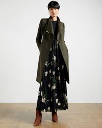 Ted Baker Abrigo Midi Lana Con Cinturón - Verde