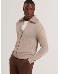 Ted Baker - Varink Twisted Yarn Knit Zip-Through Jumper - Lyst