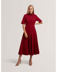 Ted Baker - Larosa Button Front Twill Midi Shirt Dress - Lyst
