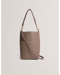 Ted Baker - Wannda Plaited Handle Elongated Leather Bucket Bag - Lyst