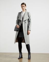 Ted Baker Abrigo Cruzado De Lana Con Cinturón - Gris