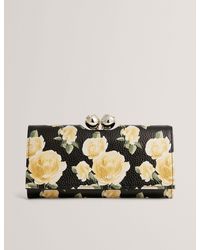 Ted Baker - Albaz Rose Print Bobble Clasp Leather Bifold Purse - Lyst