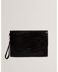 Ted Baker - Wesslie Patent Croc Effect Envelope Icon Clutch Bag - Lyst