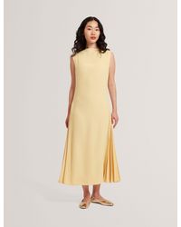 Ted Baker - Dahrcy Pleat Detail Sleeveless Column Midi Dress - Lyst