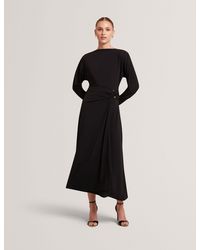 Ted Baker - Ralhaa Wrapover Jersey Long Sleeve Midi Dress - Lyst