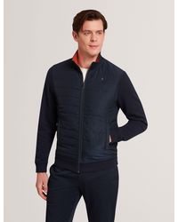 Ted Baker - Durano Quilted Front Zip-Through Knit Jacket - Lyst