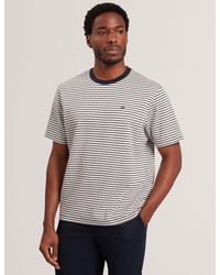 Ted Baker - Vexrin Textural Stripe Crew Neck Cotton T-Shirt - Lyst