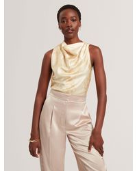 Ted Baker - Cobla Lace Print Drape Neck Sleeveless Top - Lyst