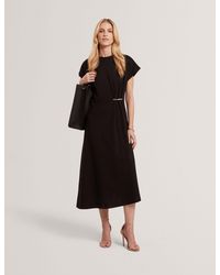 Ted Baker - Hessie Gathered Waist Cotton Midi T-Shirt Dress - Lyst