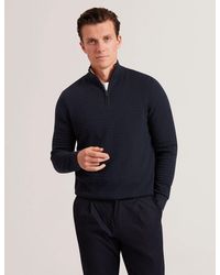 Ted Baker - Jeremee Branded Texture Zip Neck Jumper - Lyst