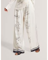 Ted Baker - Busca Park Print Tailored Wide Leg Trousers - Lyst