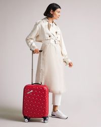 Ted Baker Petite valise à roulettes avec nœuds en relief 54 x 36,5 x 24 cm - Rouge
