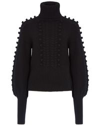 Temperley London Chrissie Pom Pom-embellished Turtleneck Wool Jumper - Black