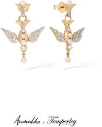 Temperley London - Gold Pearl Diamond Lovebirds Earrings Drop - Lyst