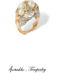 Temperley London Gold Pearl Diamond Ring - Metallic