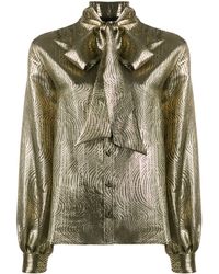 Saint Laurent Blusa metallizzata con fiocco - Metallizzato