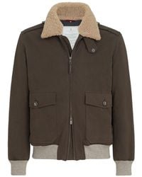 Brunello Cucinelli - Waxed Techno Cotton Bomber Jacket With Thermore Padding And Detachable Shearling Collar - Lyst
