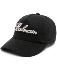 Balmain - Rhinestone-logo Appliqué Cap - Lyst