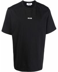 MSGM - Cotton T-Shirt With Front Printed Logo - Lyst