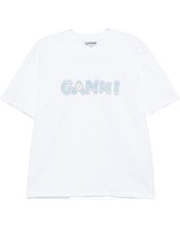 Ganni - Logo Crew Neck T-Shirt - Lyst